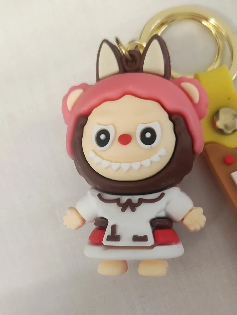 Labubu Brown & Pink Character Keychain with Strap